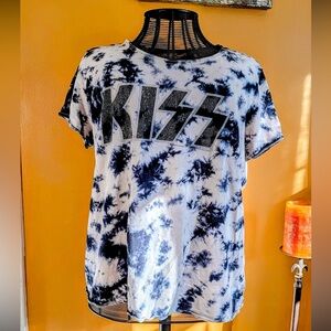 Kiss Women's Monochrome Tie-Dye Short Sleeve Tee